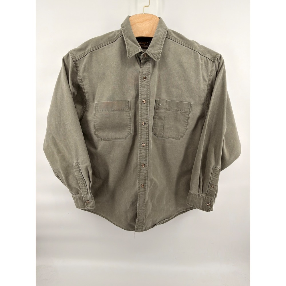 Vintage Eddie Bauer Heavy Cotton Chamois Shirt Mens XL Green Made In USA